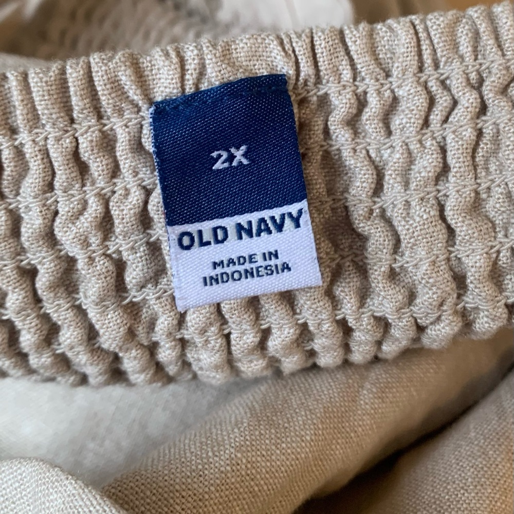Old Navy Linen Blend Fit & Flare Midi Dress Tan - Picture 7 of 8